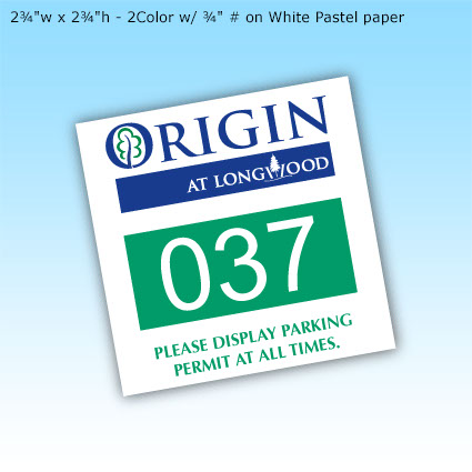 Printed Insert - Custom - 2¾"w x 2¾"h - 2Color w/ ¾" # on White Pastel paper Printed Insert - Custom - 2¾"w x 2¾"h - 2Color w/ ¾" # on White Pastel paper