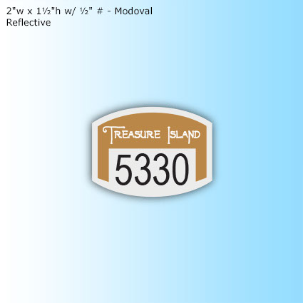 CurvKut Decals - Back Mount - 2"w x 1½"h w/ ½" # - Modoval, Reflective CurvKut Decals - Back Mount - 2"w x 1½"h w/ ½" # - Modoval, Reflective