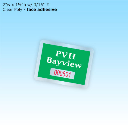 EconoQuick Decals - 2"w x 1½"h w/ 3/16" #. Clear Poly - face adhesive EconoQuick Decals - 2"w x 1½"h w/ 3/16" #. Clear Poly - face adhesive