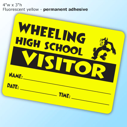 Lapel Stickers - 4"w x 3"h. Fluorescent yellow - permanent adhesive Lapel Stickers - 4"w x 3"h. Fluorescent yellow - permanent adhesive