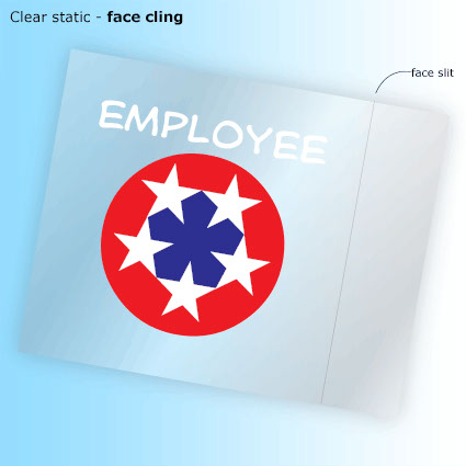 Square 2x2 w/Tab Decal - Clear static - face cling Square 2x2 w/Tab Decal - Clear static - face cling