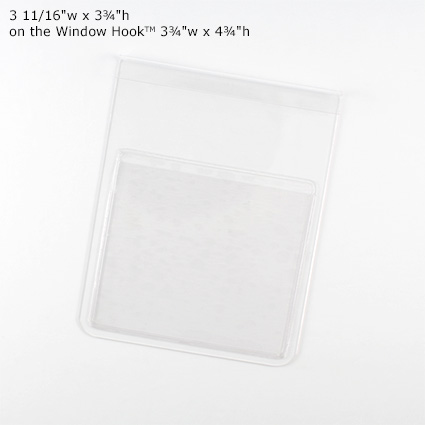 Adhesive Pockets - 3 11/16"w x 3¾"h on the Window Hook (TM) 3¾"w x 4¾"h Adhesive Pockets - 3 11/16"w x 3¾"h on the Window Hook (TM) 3¾"w x 4¾"h