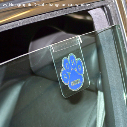 Window Hook (TM) w/ Holographic Decal - hangs on car window Window Hook (TM) w/ Holographic Decal - hangs on car window