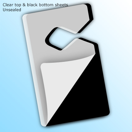 LamiTag (TM) Colored - clear top & black bottom sheets - unsealed LamiTag (TM) Colored - clear top & black bottom sheets - unsealed