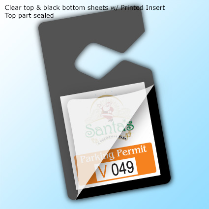 LamiTag (TM) Colored - clear top & black bottom sheets w/ Printed Insert - top part sealed LamiTag (TM) Colored - clear top & black bottom sheets w/ Printed Insert - top part sealed