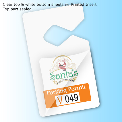 LamiTag (TM) Colored - clear top & white bottom sheets w/ Printed Insert - top part sealed LamiTag (TM) Colored - clear top & white bottom sheets w/ Printed Insert - top part sealed